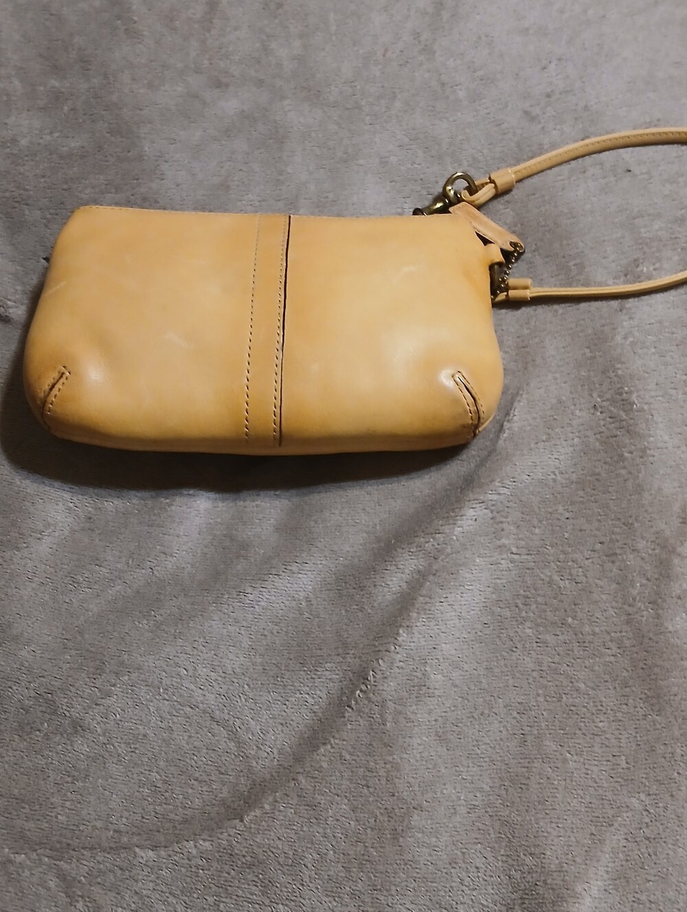 Coach Beige/Tan Leather Wristlet with Buckle Accent - Picture 2 of 5